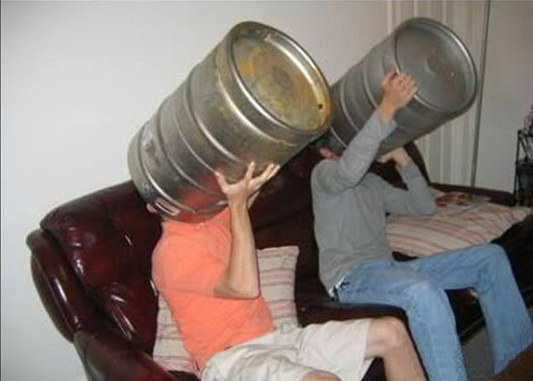 - How many frat guys does it take to screw in a light bulb?- Three: One to screw it in, and the other two to help him down off the keg.