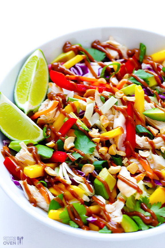 Rainbow Thai Chicken Salad on a plate
