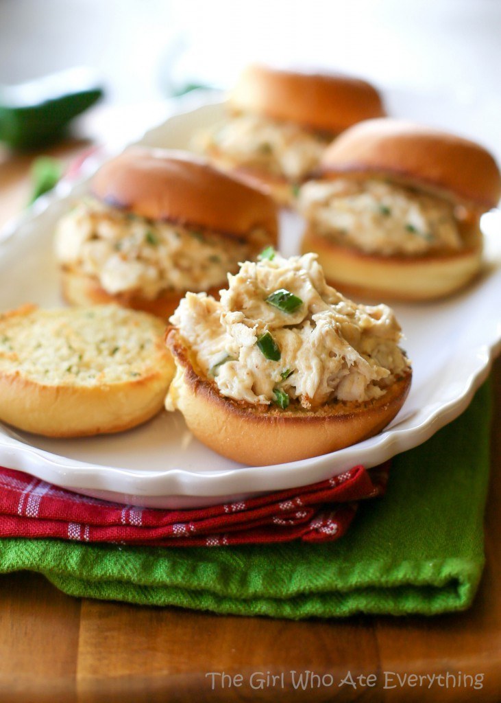 Close-up of Jalapeño Popper Chicken Sliders on a plate