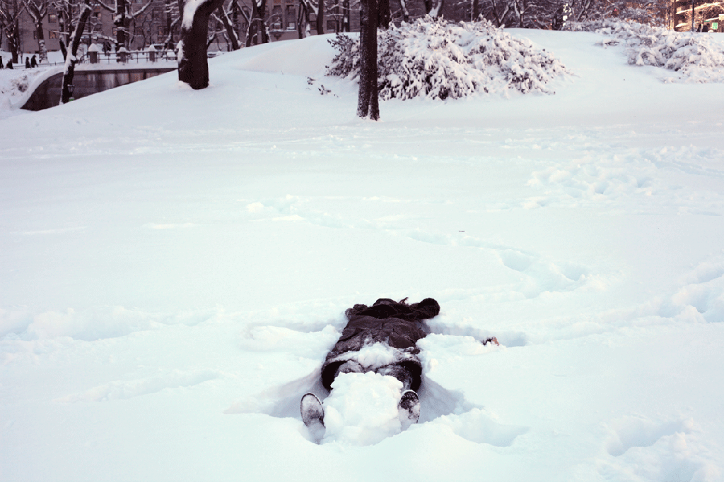 East Coast snow angels? A little more relaxed.