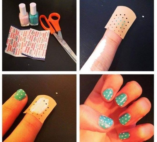 For quick and cute nail art, use this cool bandage trick.