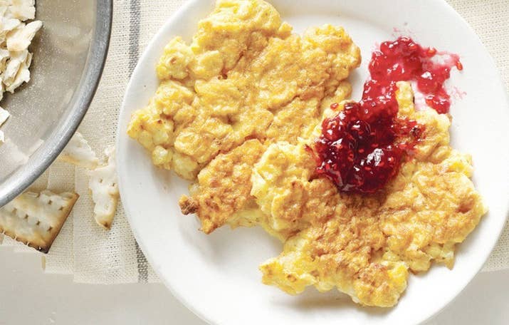Another food made for Passover but totally good enough to eat year round, matzoh brei is easy to make and a perfect canvas for sweet and savory toppings alike. This recipe will give you the basics and you can always stick with a simple jam for a topping, but feel free to go a little wild. Try adding roasted peppers and olives or even making the brei the topping on some truffled latkes.