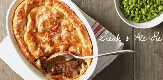 Flavorful steak and ale pie.