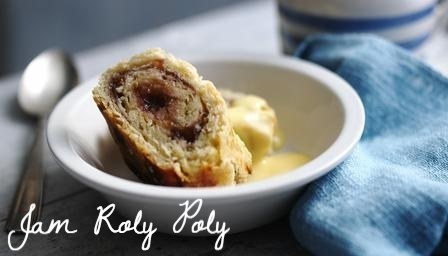 Crispy, gooey jam roly-poly.