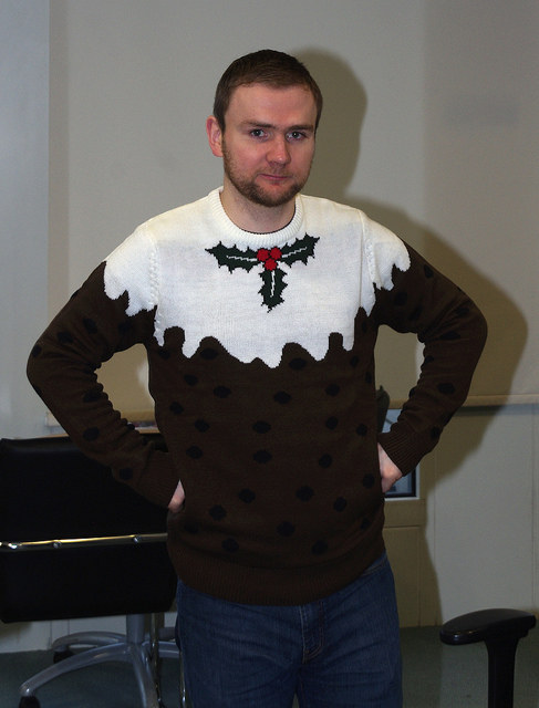 Out comes the Christmas jumper for (we hope) one last ironic Christmas work party. Sigh.