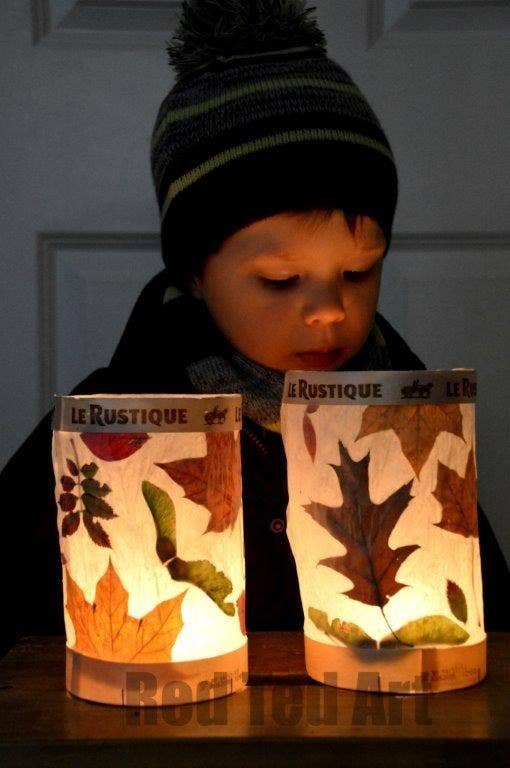 These enchanting lanterns add a soft autumn glow to any space. Be sure to use electric tea lights so you don't burn your place down.