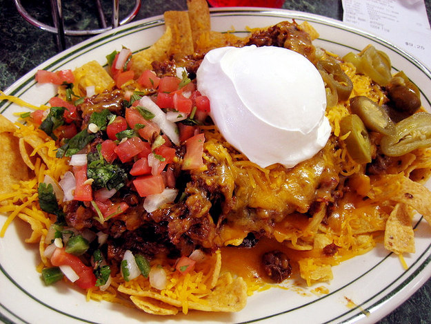 This behemoth of Southern goodness is comprised of chili, cheese, and whatever else melted over a heapin' pile of corn chips. Traditionally served in the actual corn chip bag.