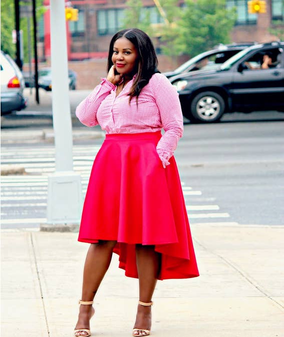 "Fuller petite body types can vary, but overall, celebrating shape is important," Gordon told BuzzFeed Life. "For big-busted petites, empire waists are great since they nip you in beneath the bustline." Or, try a fitted top paired with a high-low skirt. This way you've got a fitted base with an outer layer to balance — all without sacrificing shape.