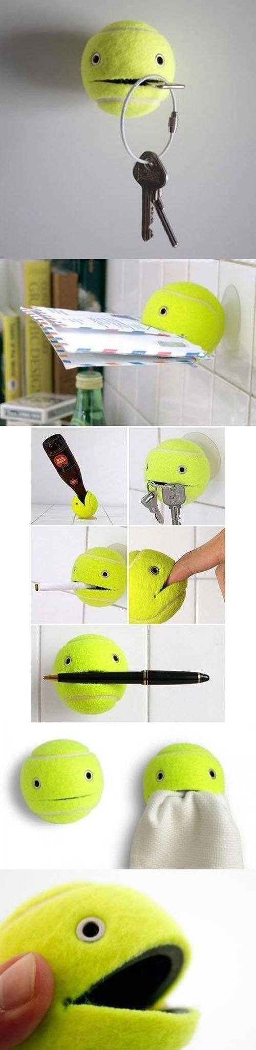 Tennis ball, rivets, suction cup, GO!