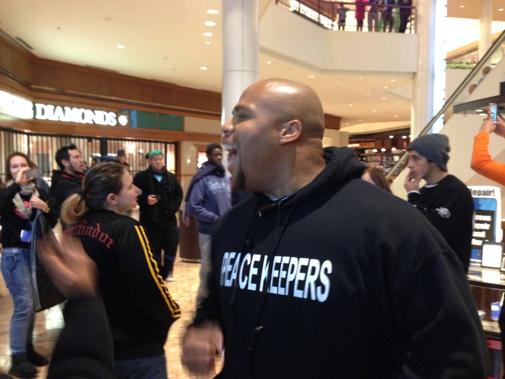 Paul Muhammad chants during a protest at the St. Louis Galleria on Nov. 26.
