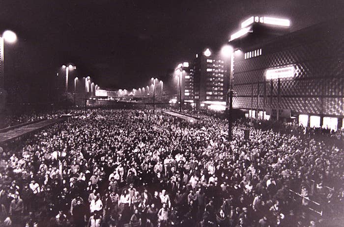 Months of protests against Communist rule — including this one, where 70,000 people walked through the city center of the town of Leipzig in Oct. 1989 — eventually led to the head of the East German Communist Party announcing that beginning at midnight, on Nov. 9, civilians would be able to cross the border.