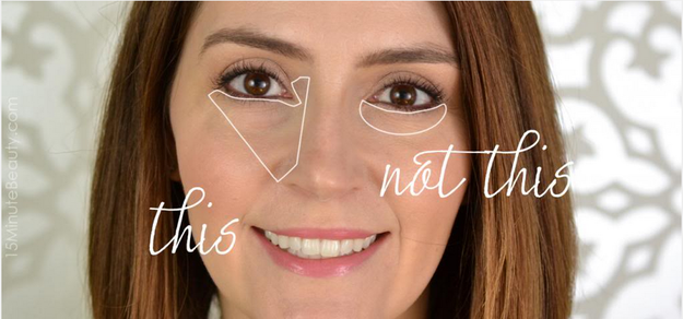 Trate a &aacute;rea sob os olhos como um tri&acirc;ngulo em vez de uma meia-lua.