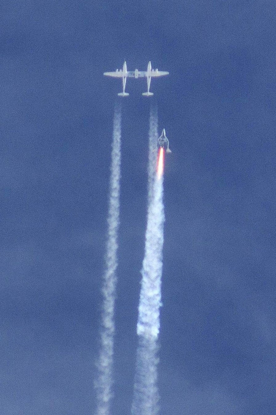 The Virgin Galactic craft is pictured prior to the explosion.