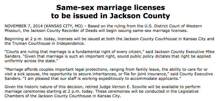 Missouri S Same Sex Marriage Ban Is Unconstitutional Federal Judge Rules