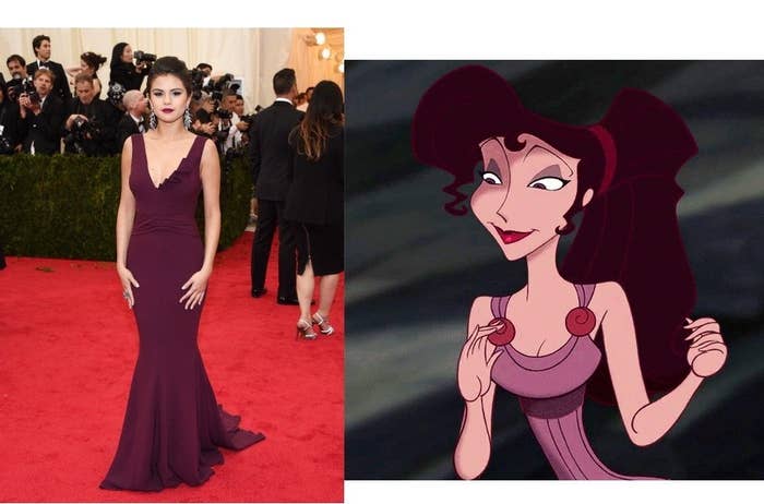 Megara and Selena are both sassy, independent women who fall in love with men that everyone is obsessed with. Plus, purple is a power color for them both.