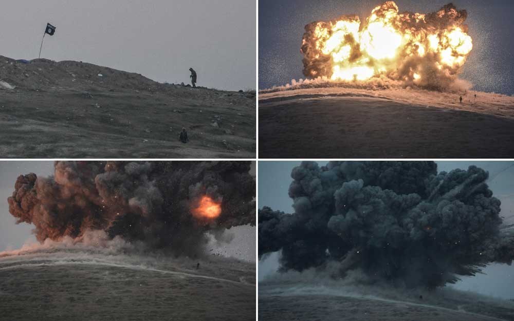 A US air strike against ISIS forces on Tilsehir Hill at the Turkey-Syria border in October.