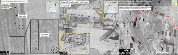 Reality: NATO has released satellite imagery clearly showing Russian combat troops inside Ukraine, equipped with heavy weaponry that is only used by the Russian military and not by Ukraine’s.