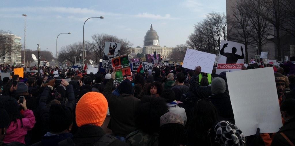The march concluded in front of the U.S. Capitol