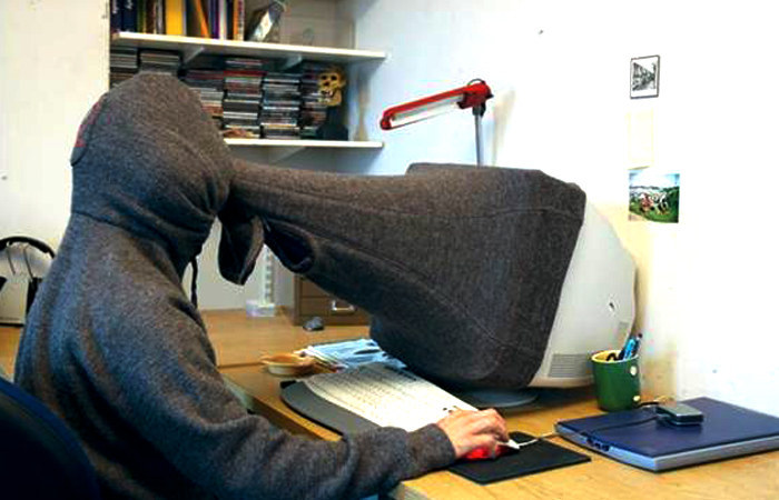 It's happened to us all - you're browsing the Internet innocently, a pop-up window comes out of nowhere - BIG TITTIES - you hear the door creak open behind you, oh no! It's your dog, quick hide everything! But it's too late... the dog knows what you've been up to. But now with the screen privacy hood you will never have that problem again. The only person able to view your screen with a very narrow, woolly and uncomfortable field of view will be yourself. Good work, now nobody will be able to find out what you're doing - not even the NSA.