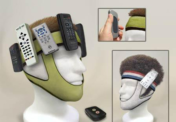 In a world of Wii remotes, television, PlayStation, set-top box and amplifier remotes, what's the only possible solution you can think of? Headbands aren't enough - what about head straps? All it takes is a stick of painfully sharp Velcro on each remote, and soon you too will be walking around like a human idiot.