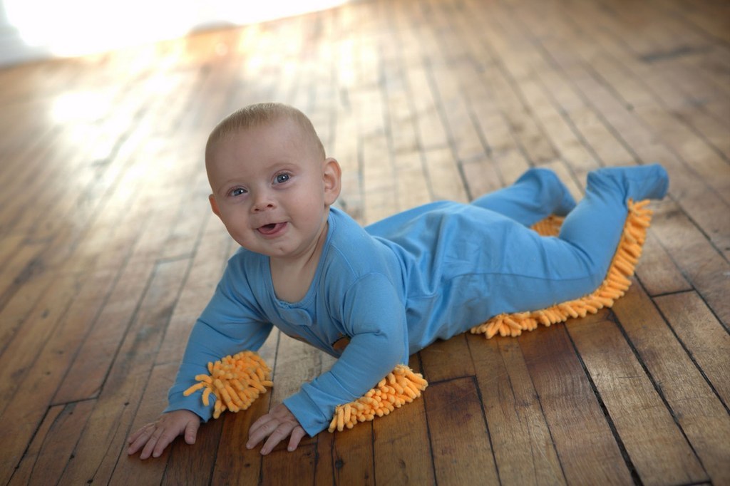 You know those times you're so lazy you can't even pick up a damn broom? Or wipe away mountains of dust? Well, this is the invention for you. Clothes specifically designed so your new born baby cleans the house for you. Watch as he tumbles around cleaning up floorboards, polishing boots and fixing broken bikes. It's also available for cats and dogs, with a bundle discount if you buy one with a cat wig. It'd be like you have a little anthrotropic maid cleaning your house.
