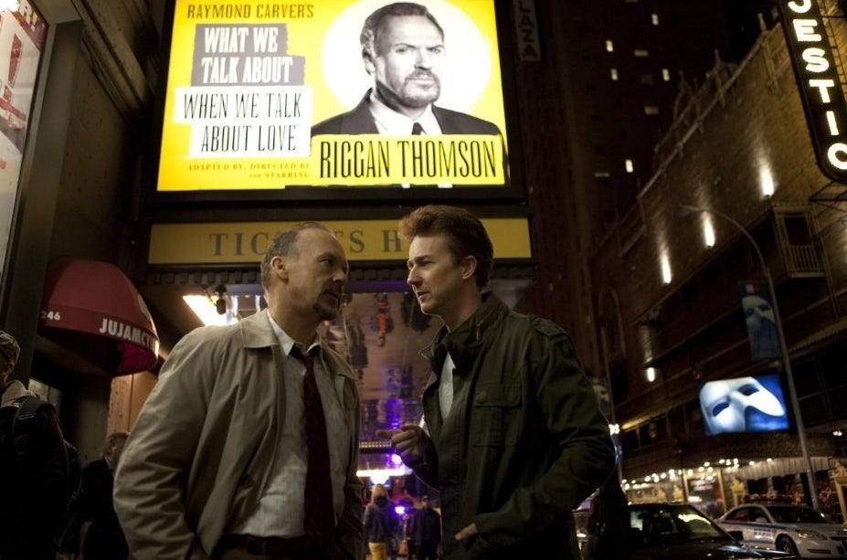 Riggan and his co-star Mike Shiner ( Edward Norton) in Birdman