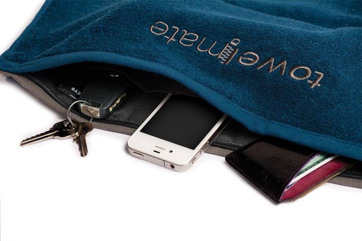 One side of this towel is labeled "gym," the other, "skin," ensuring that you'll never again blot your face with the same side of the towel that you used to wipe down the stationary bike after Sweaty Betty was done with her ride. ($25)