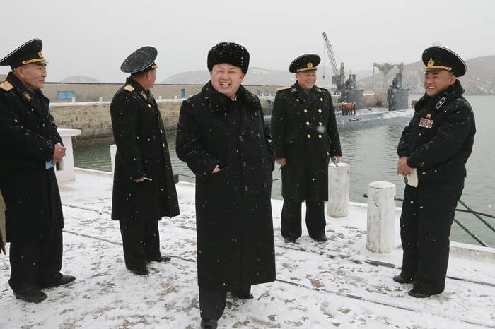 North Korean leader Kim Jong Un (center) in December.