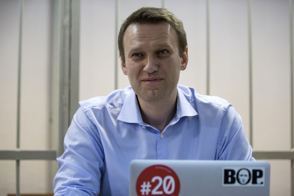 Russian opposition activist Alexei Navalny in court in Moscow Friday.