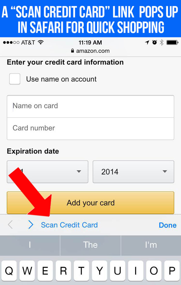 Attention online shoppers: you can now quickly scan your credit card in Safari when you're ready to check out.