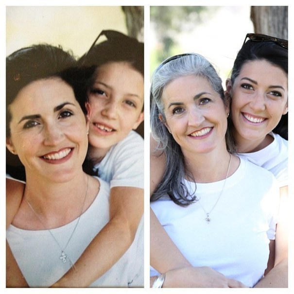 "Me and my mom-pictures taken 14 years apart." — jessicas48b8113aa