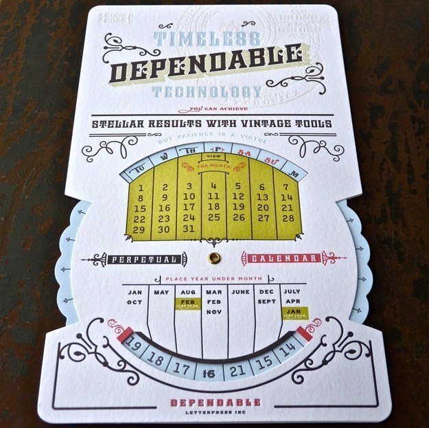 Letterpress Perpetual Calendar, $9.50