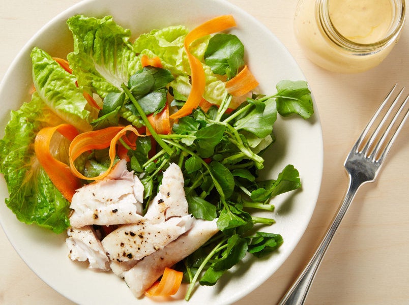 Lunch: Watercress Salad with Snapper and Kimchi