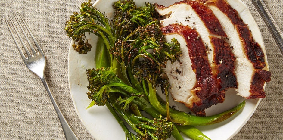 Dinner: Turkey Breast with Roasted Broccolini