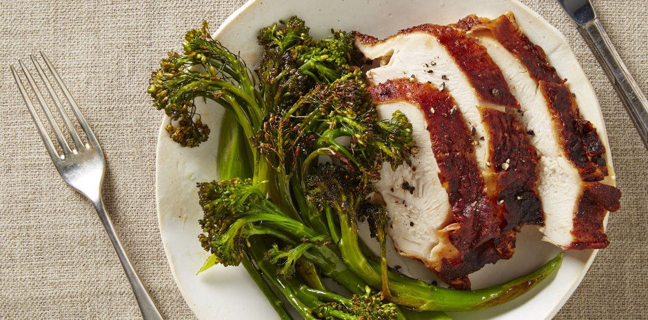 Dinner: Turkey Breast with Roasted Broccolini