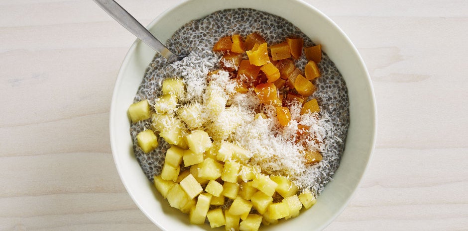 Breakfast: Chia Pudding with Dried Apricots and Pineapple