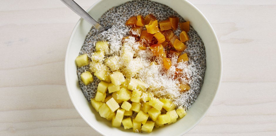 Breakfast: Chia Pudding with Dried Apricots and Pineapple
