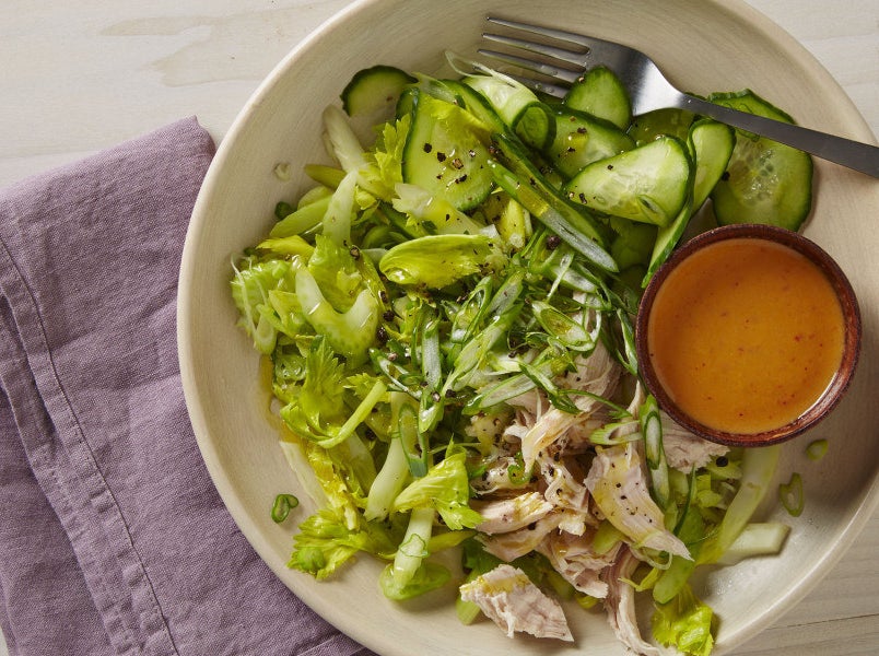 Lunch: Chicken Salad with Celery, Scallions, and Marinated Cucumbers