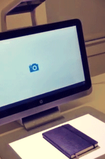 Scanning another side of Kiji's notebook, using Sprout by HP.