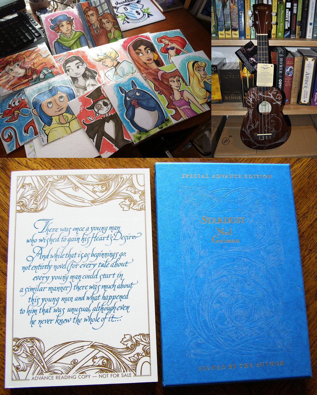 These are a mere handful of the acts of whimsy happening every time a stretch goal is hit; not to even mention the hundreds of books (like the now-legendary Stardust ARC pictured above), games and random swag you have a chance to win if you donate. You only have until December 15th to join in, so go now! See what treasures Worldbuilders has in store for you and catch the stretch goal shenanigans right here!