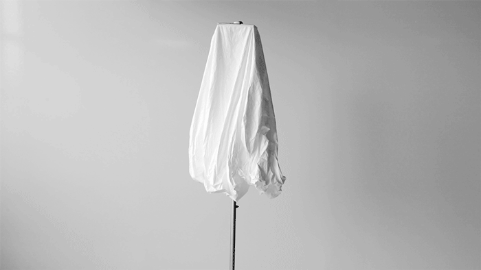 An umbrella that only inflates when the sun starts to shine: Imagine how wonderful it would be to see a fleet of these things surrounding a pool — the clouds blow away and then they start to bloom en masse. Amazing.