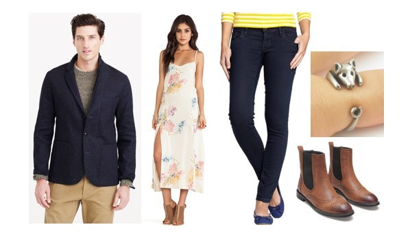 Wallace & Barnes Indigo Workwear Sportscoat, $288.00, J. Crew4 Slit Maxi Dress, $77.00, Revolve ClothingThe Rockstar Super Skinny, $34.94, Old NavyBrown Short Boots, $55.95, YOINSLucky Pig Animal Wrap Ring, $25.00, Art Fire