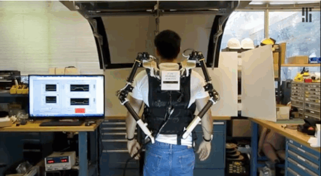 Have you ever said, "I kinda have my hands full over here"? These Supernumerary Robotic Limbs give you the extra hands you need to get it all done. Can't wait to bring groceries into the house with these bad boys.