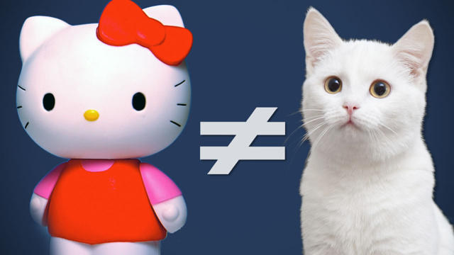 Helly Kitty es una niña, por eso nunca se ha representado en cuatro patas. Ella camina y se sienta como una criatura de dos piernas. Sin embargo, sí tiene un gato como mascota que se llama Charmmy Kitty.
