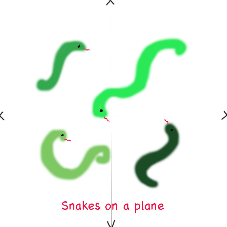 snakes drawn onto a plane