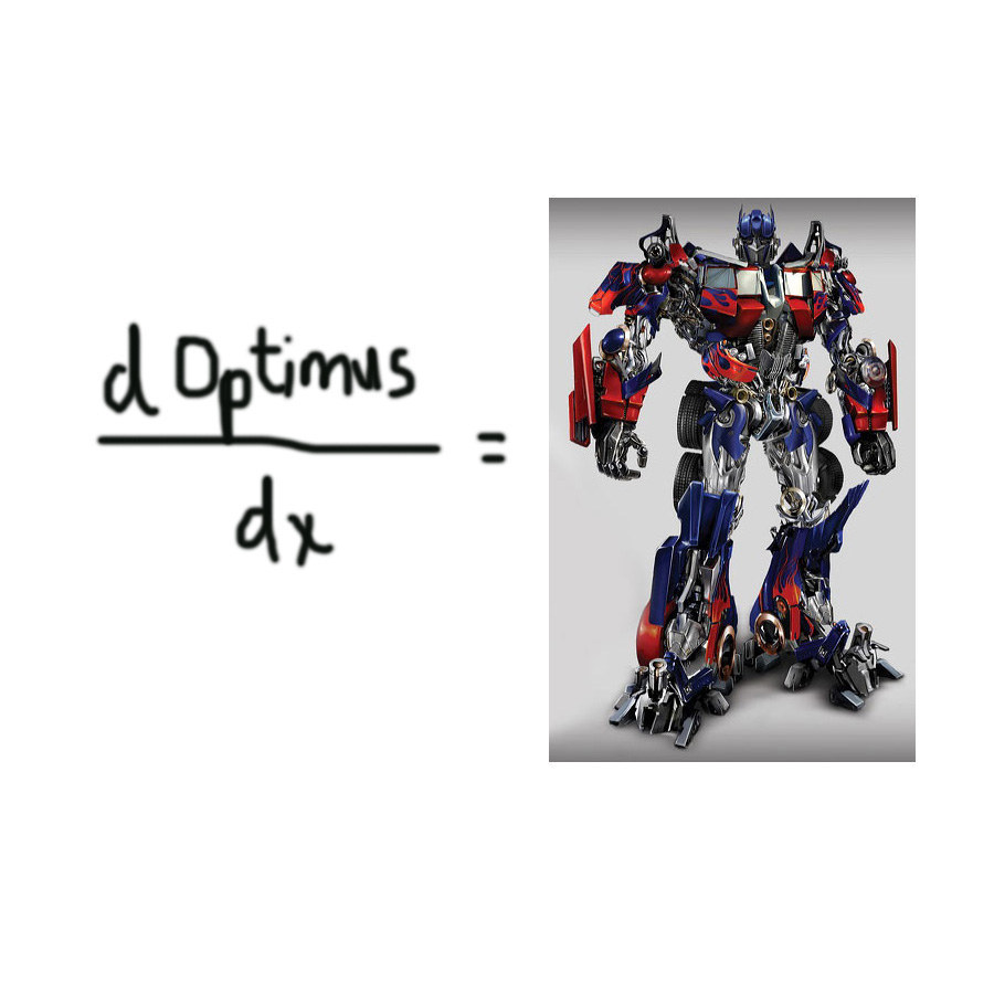 a transformer toy next to an equation