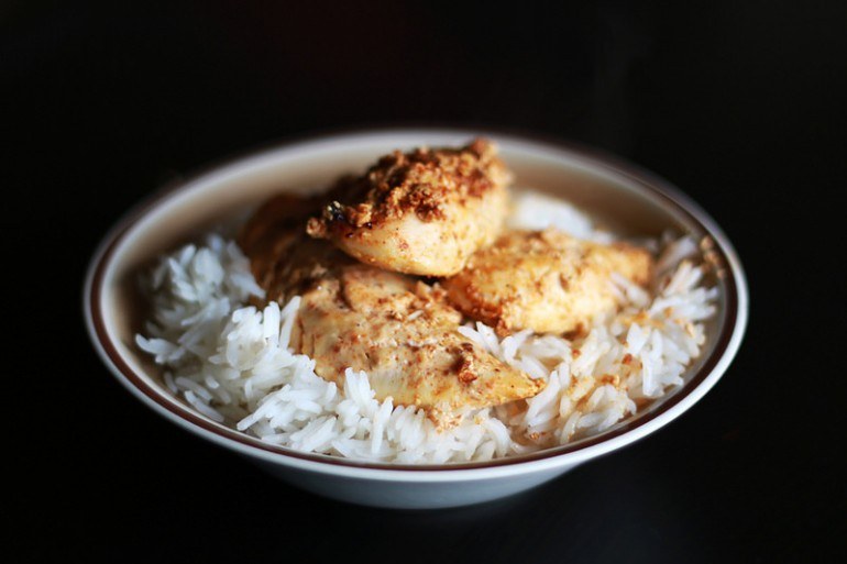 Marinate a chicken breast in a yogurt and spice mixture for a flavorful Indian-inspired meal. Get the recipe here.
