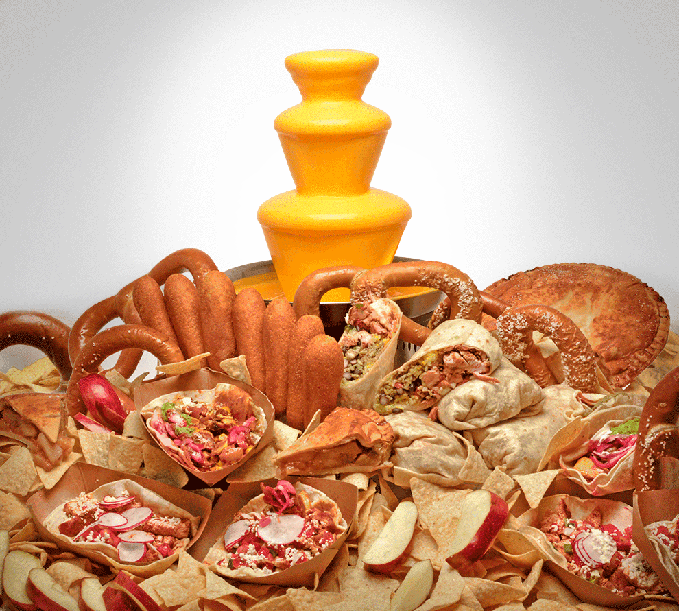 Your guests will love it and you will be so happy to have a nacho fountain waiting for you after your long day of getting hitched!Art direction by John Gara. Food styling by Emily Fleischaker.