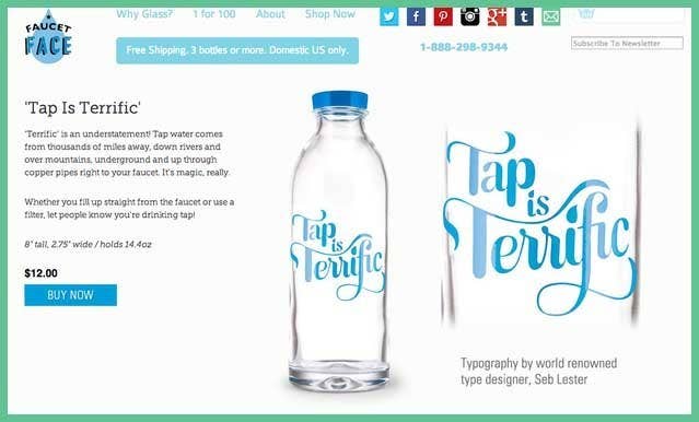 For each of their glass water bottles purchased, Faucet Face donates the profit from the sale as well as a water filter to the clean drinking water charity Third Millennium Awakening (TMA). See the full story here.