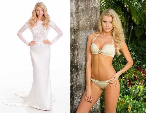 She's extremely photogenic, and her body is tight. Her interview has us feeling like she's Malibu Barbie with a Jane Next Door kind of finish. The gown, while beautiful, does not really do her tight body justice, it's safe but, she has what it takes to get a top 15 call out.